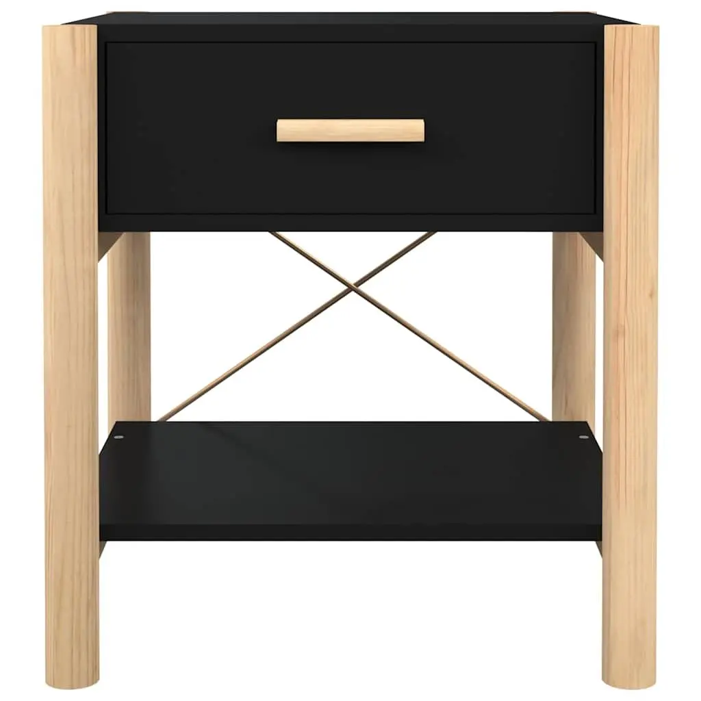 Bedside Tables Black 42x38x45 cm 2 Piece Storage Cabinet Engineered Wood Nightstand