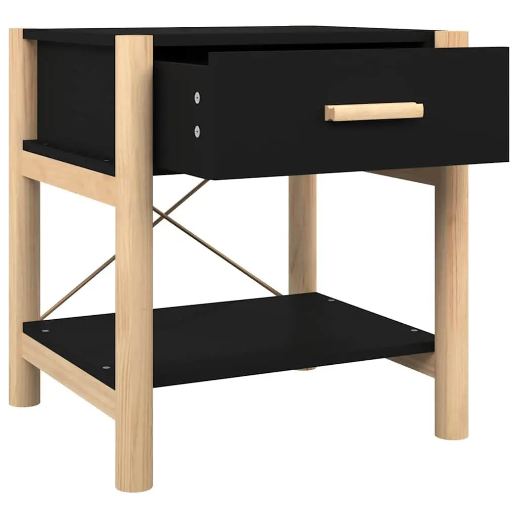 Bedside Tables Black 42x38x45 cm 2 Piece Storage Cabinet Engineered Wood Nightstand