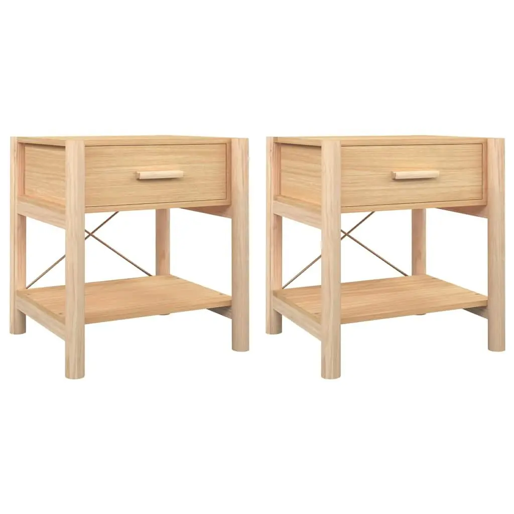 Bedside Tables Brown Engineered Wood Nightstand Cabinet Storage 2 Piece