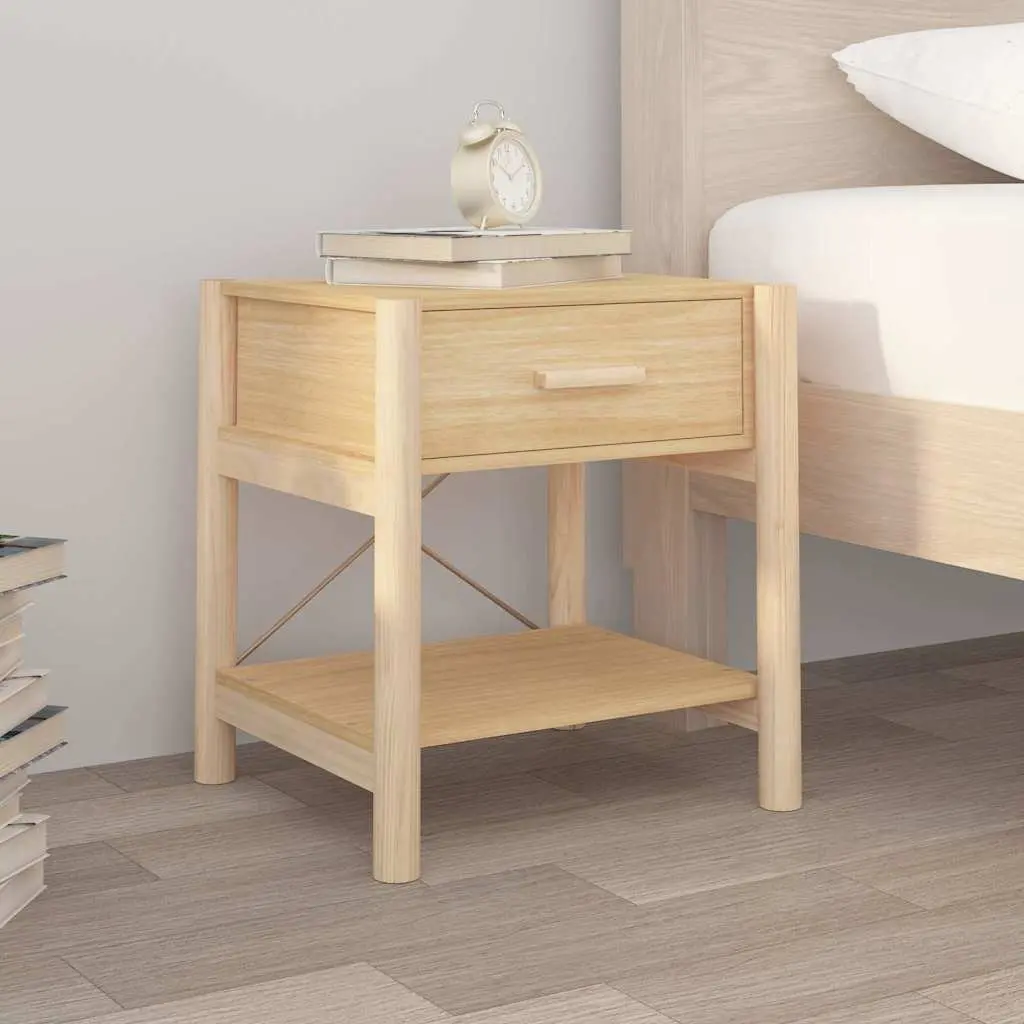 Bedside Tables Brown Engineered Wood Nightstand Cabinet Storage 2 Piece