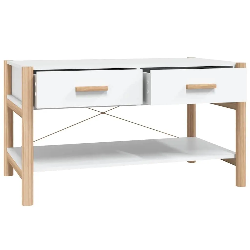 Coffee Table White Storage Side Table Engineered Wood Living Room Furniture
