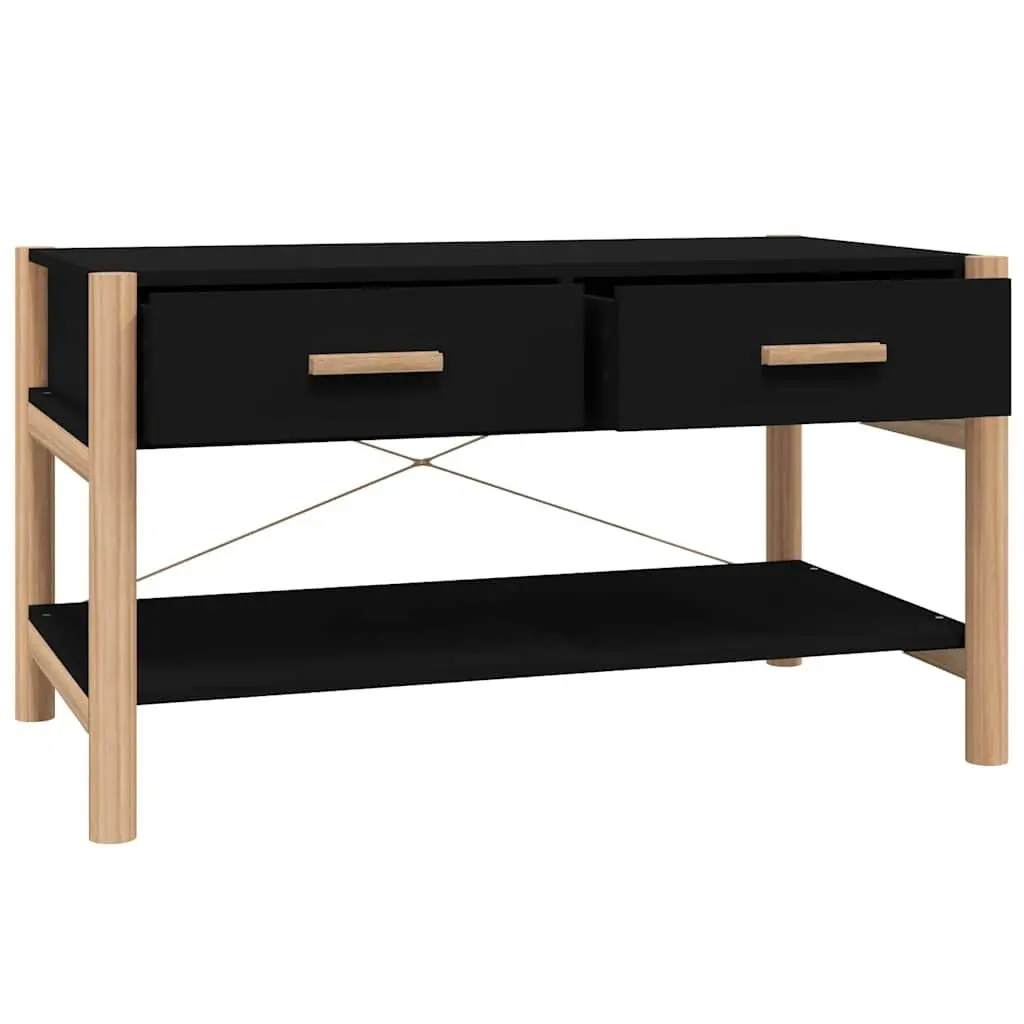 Coffee Table Black Storage Organiser 82 x 48 x 45 cm