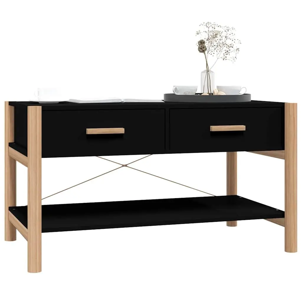 Coffee Table Black Storage Organiser 82 x 48 x 45 cm