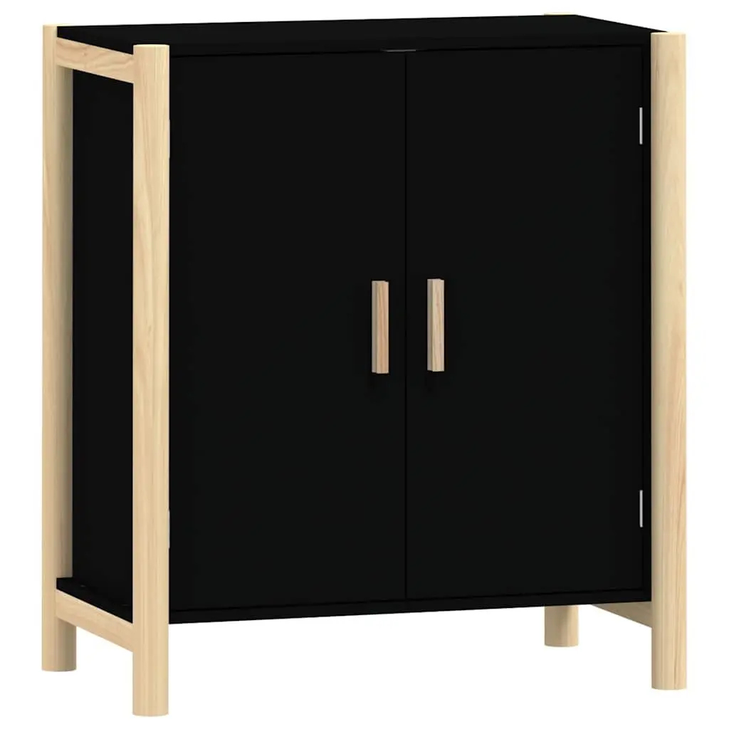 Sideboard Cabinet Storage Black Engineered Wood 62x38x70cm