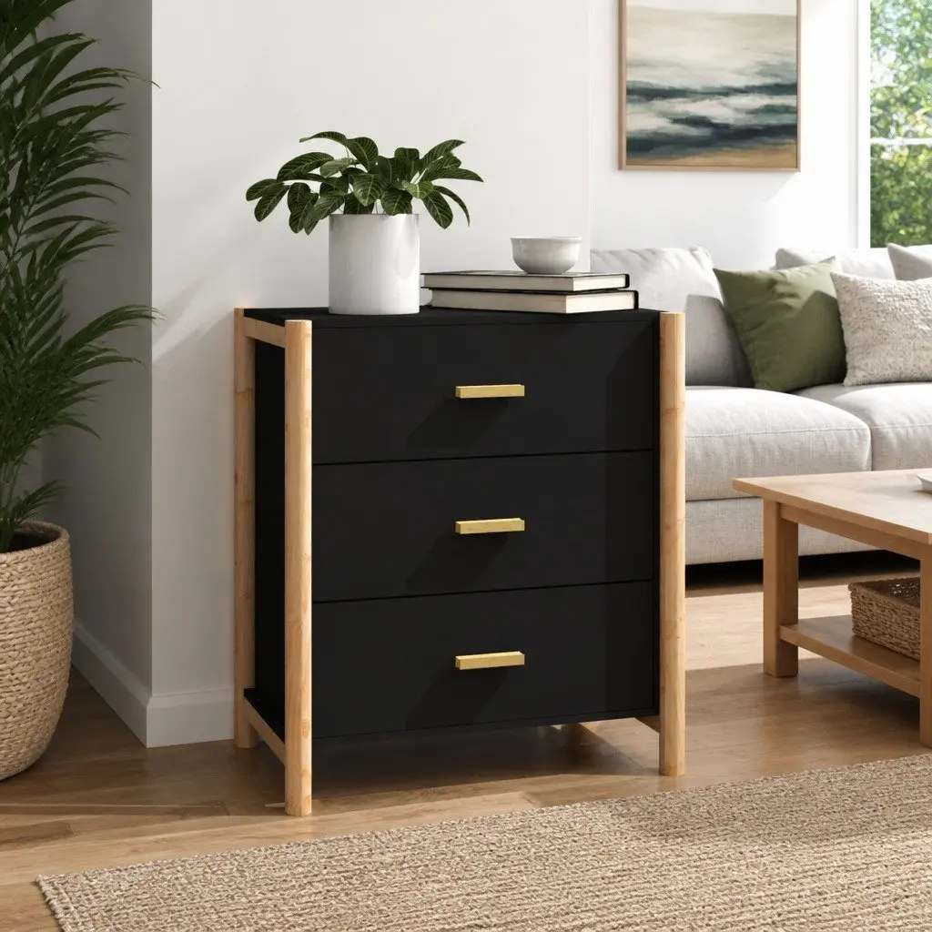 Sideboard Black Engineered Wood 62x38x70 cm Storage Cabinet