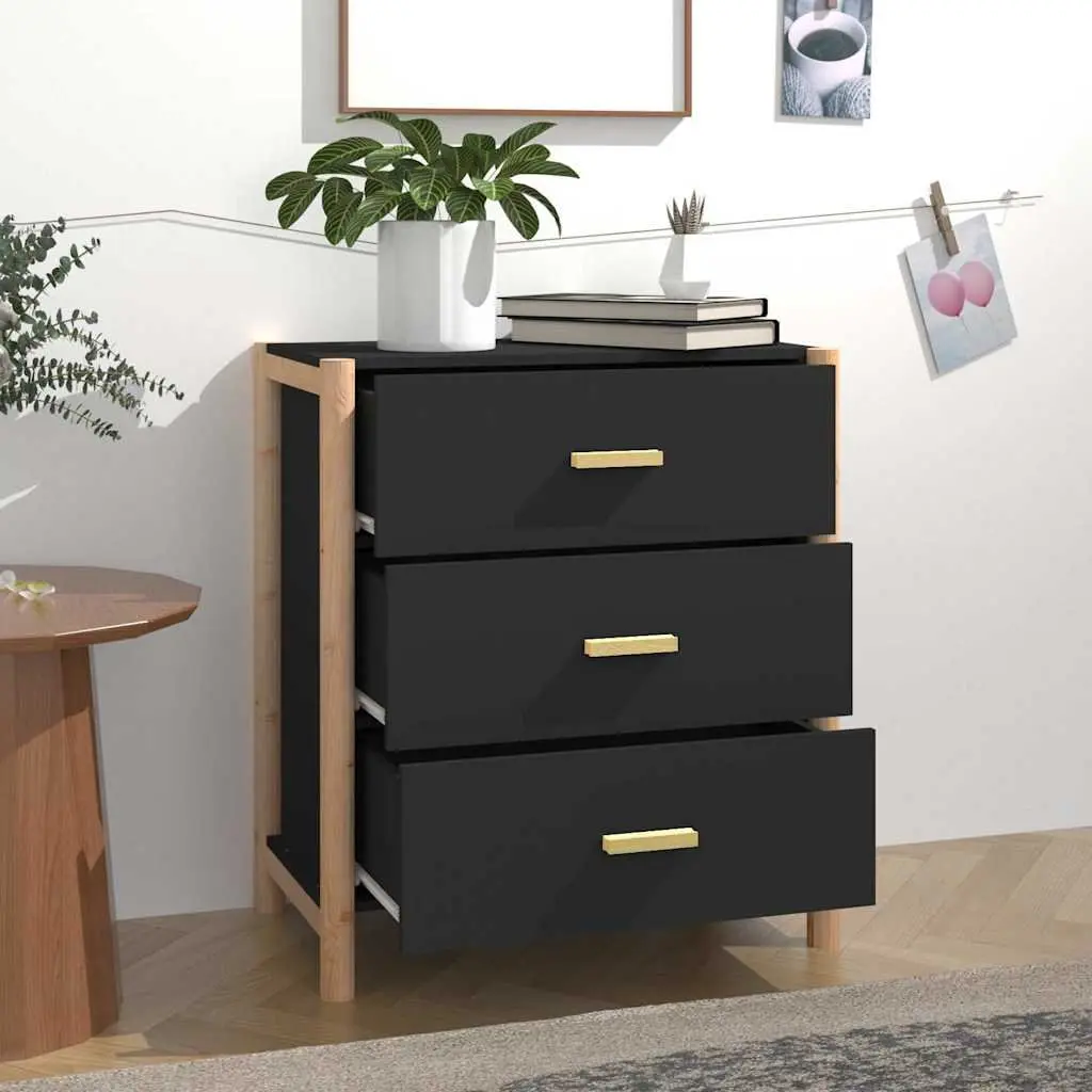 Sideboard Black Engineered Wood 62x38x70 cm Storage Cabinet