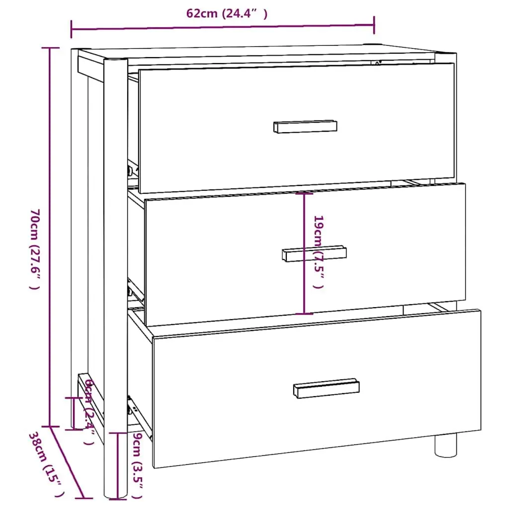 Sideboard 62x38x70 cm Brown Storage Cabinet Engineered Wood Home Furniture