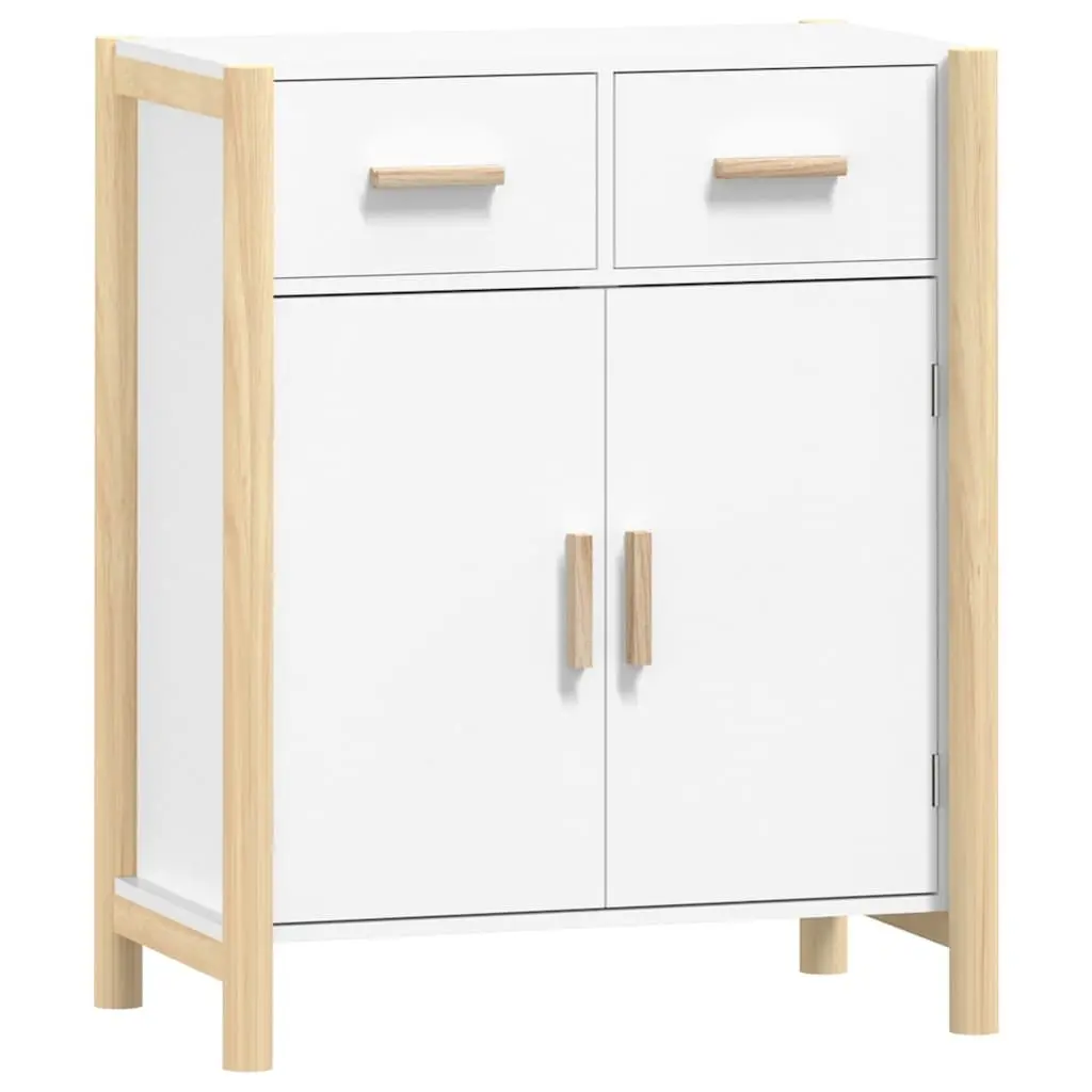 Sideboard White Engineered Wood Storage Cabinet 62x38x75cm