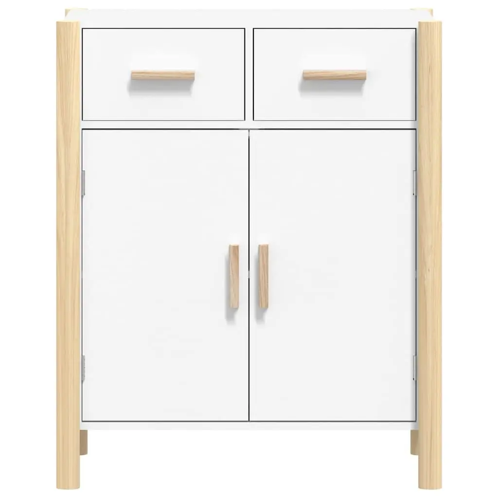 Sideboard White Engineered Wood Storage Cabinet 62x38x75cm