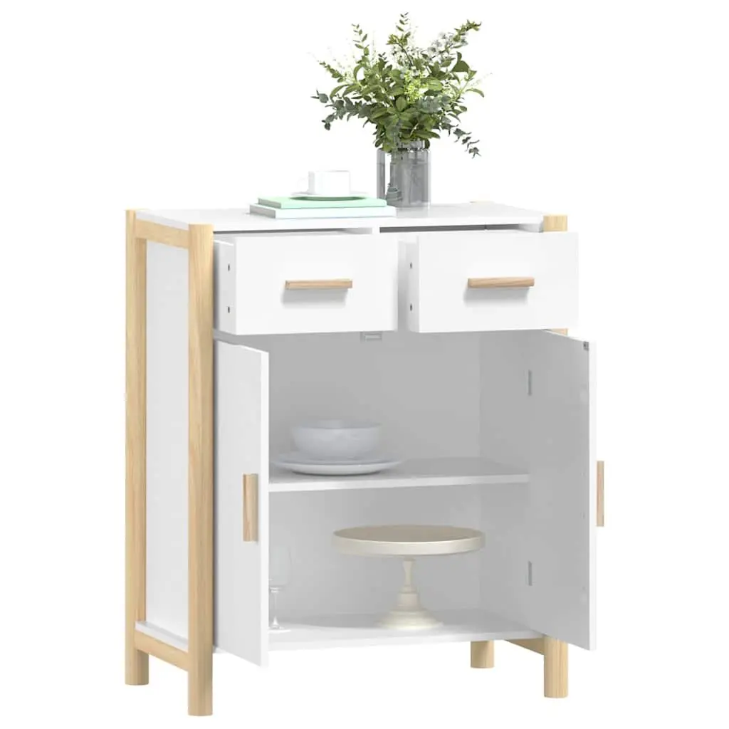 Sideboard White Engineered Wood Storage Cabinet 62x38x75cm