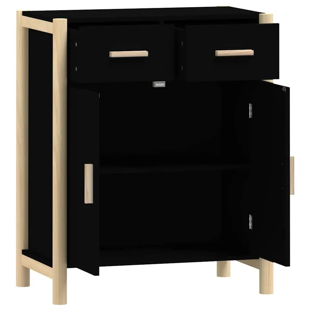 Sideboard Cabinet Black Engineered Wood 62x38x75cm Storage Buffet