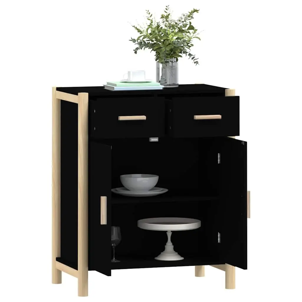 Sideboard Cabinet Black Engineered Wood 62x38x75cm Storage Buffet
