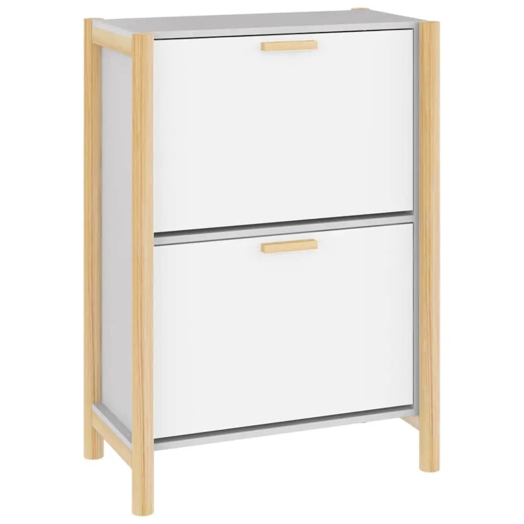 Shoe Cabinet White 57.5x33x80cm Engineered Wood Storage Organiser Rack