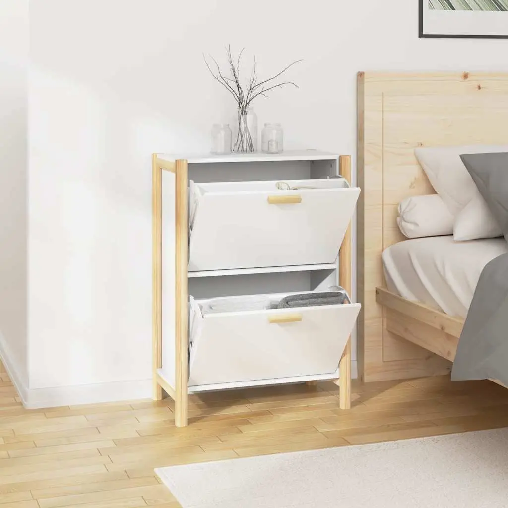 Shoe Cabinet White 57.5x33x80cm Engineered Wood Storage Organiser Rack