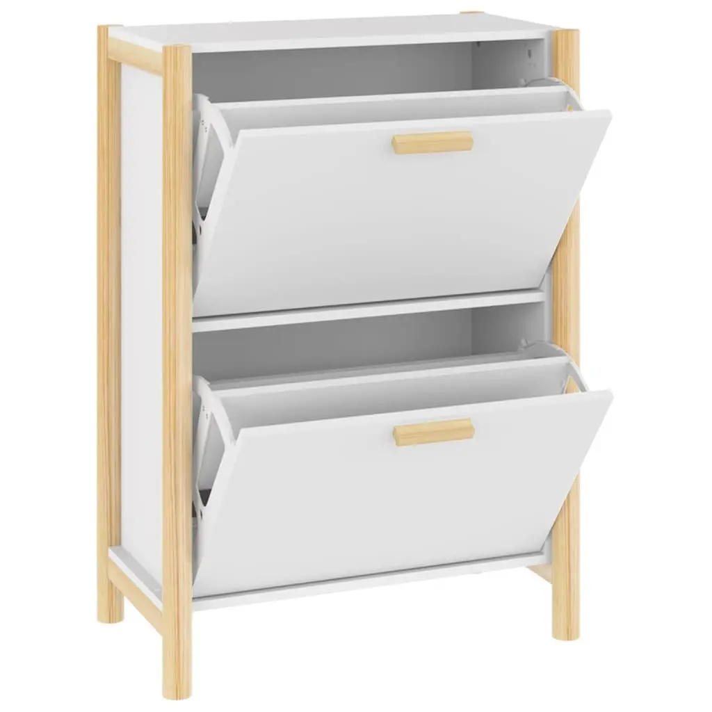 Shoe Cabinet White 57.5x33x80cm Engineered Wood Storage Organiser Rack