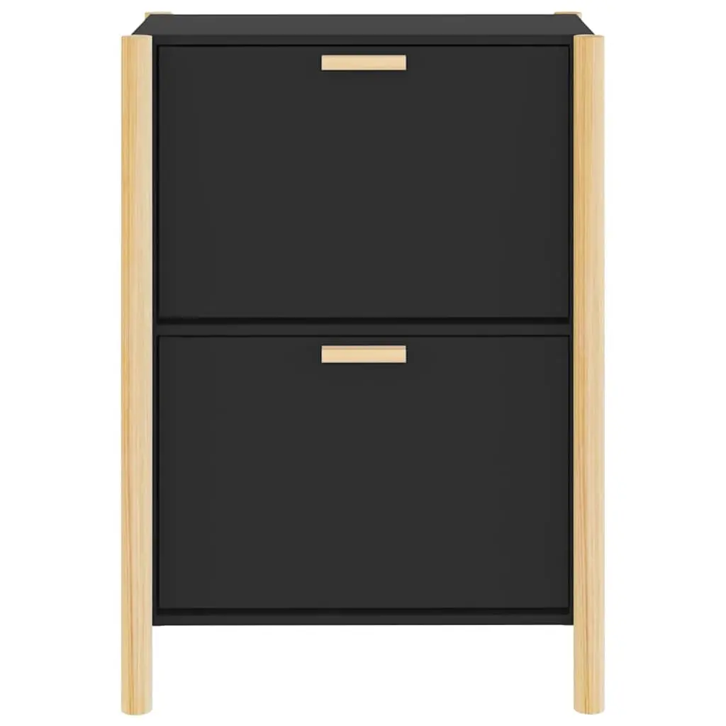 Shoe Cabinet Black Engineered Wood Storage Organiser 57.5W x 33D x 80H cm