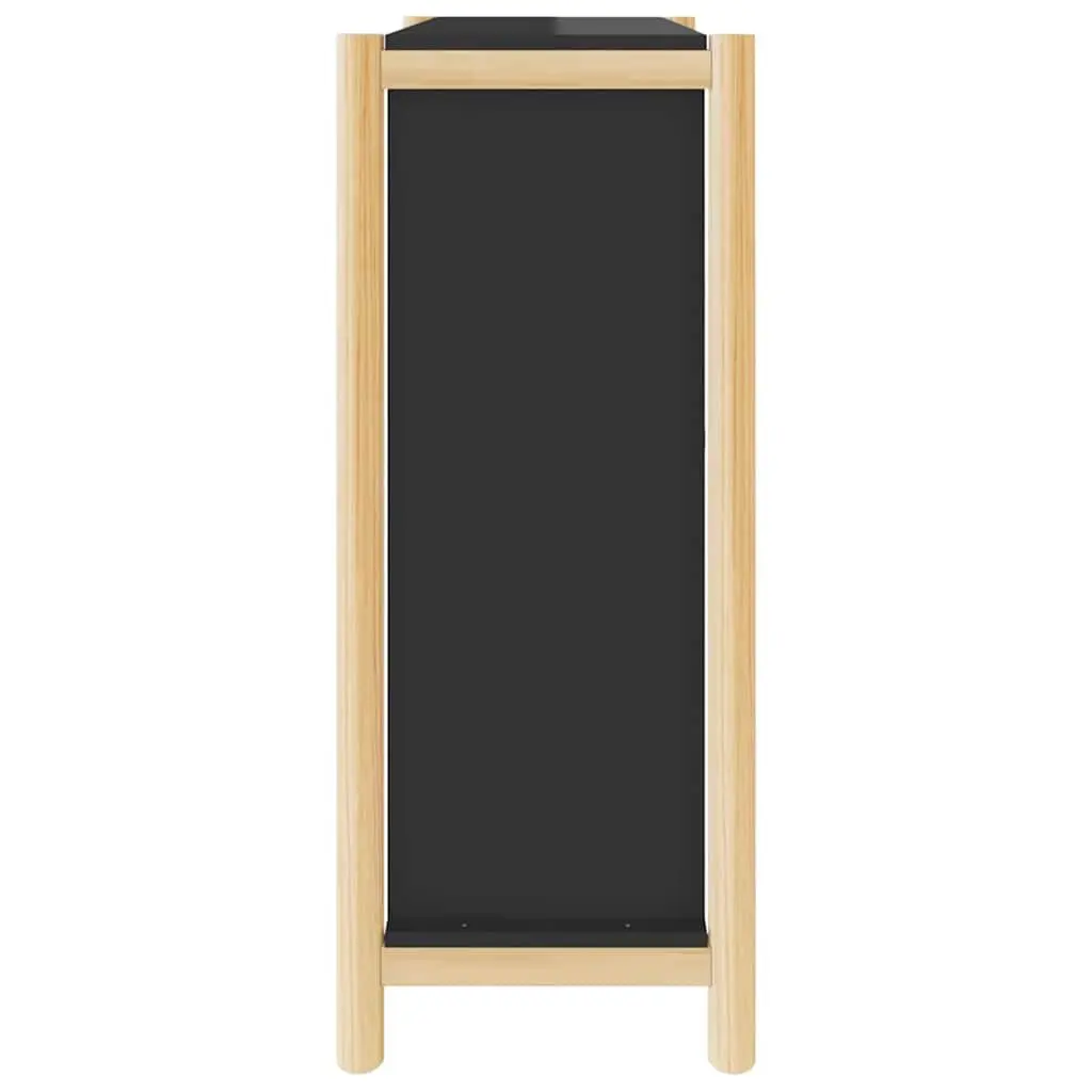 Shoe Cabinet Black Engineered Wood Storage Organiser 57.5W x 33D x 80H cm