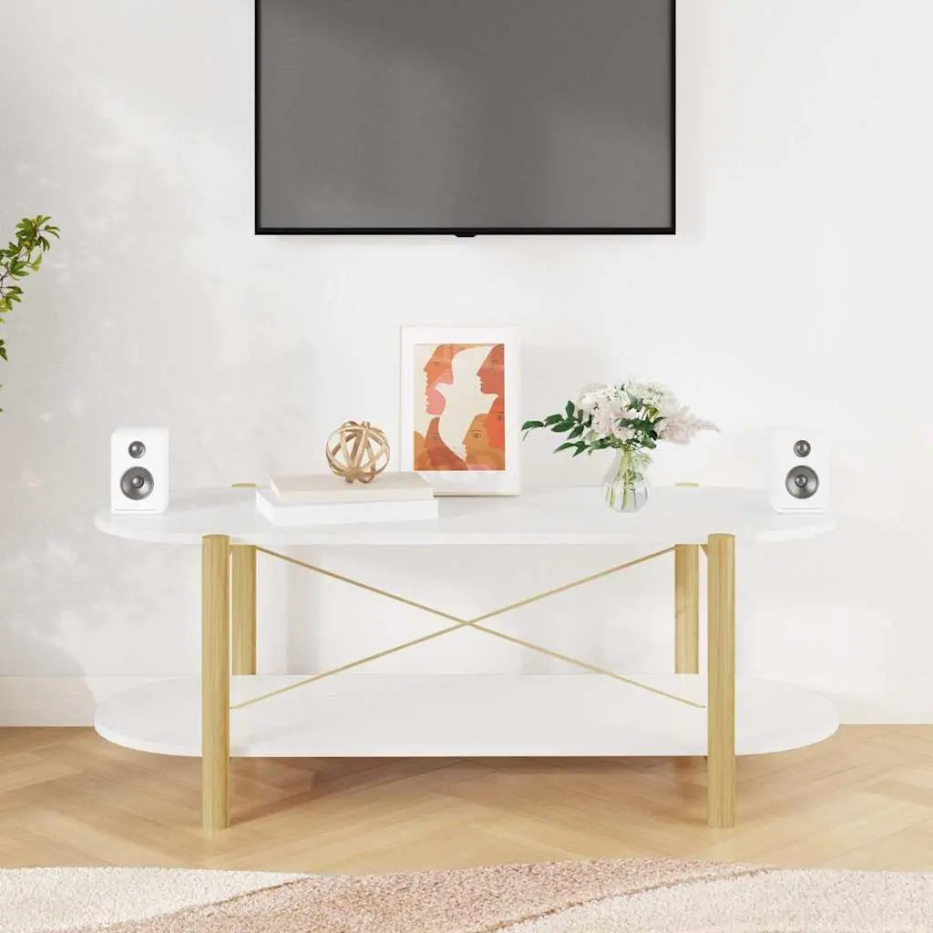 Coffee Table White Storage Side Table Living Room Furniture Accent Engineered