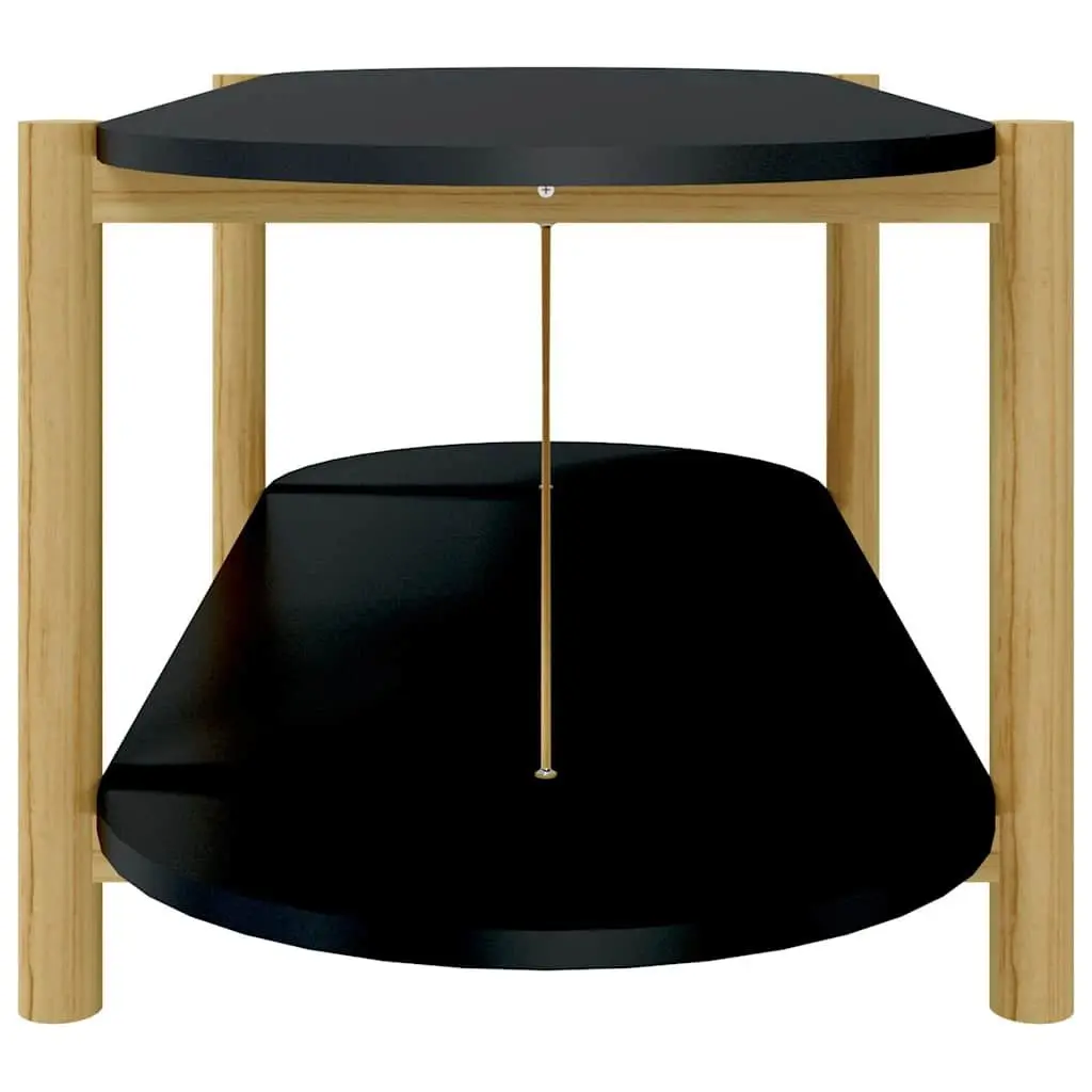 Coffee Table Black Storage Accent Living Room Furniture Engineered Wood Legs
