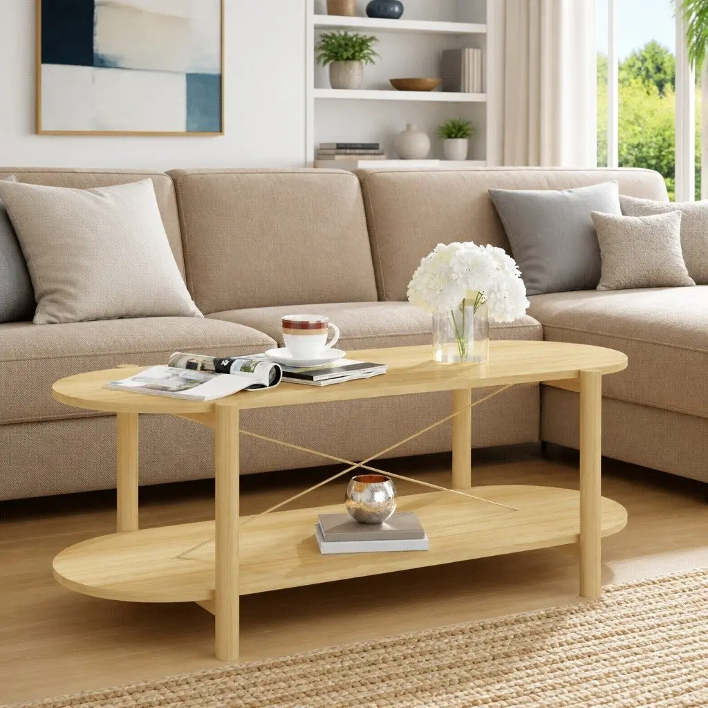 Coffee Table Engineered Wood Brown 110x48x40 cm Storage Side Table