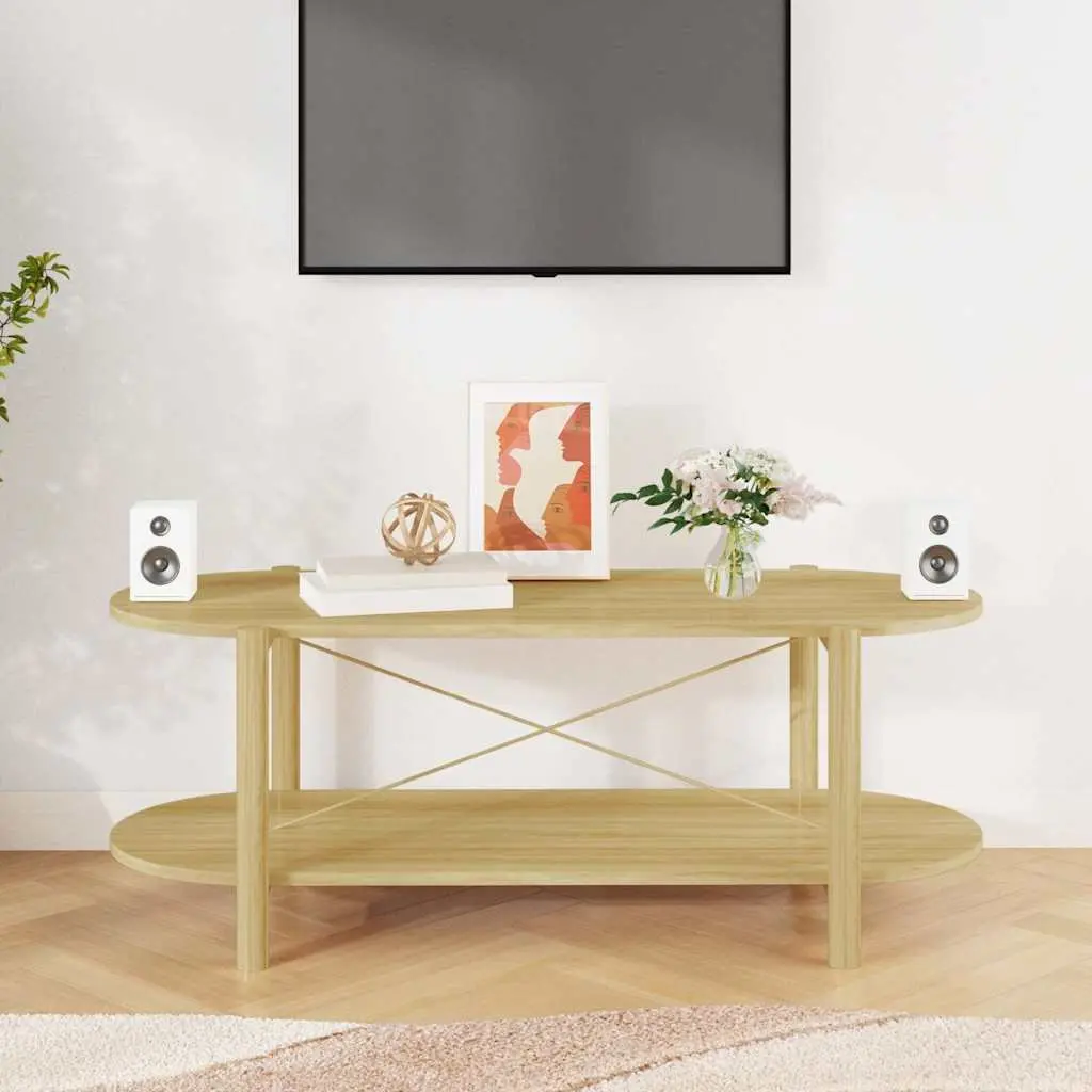Coffee Table Engineered Wood Brown 110x48x40 cm Storage Side Table