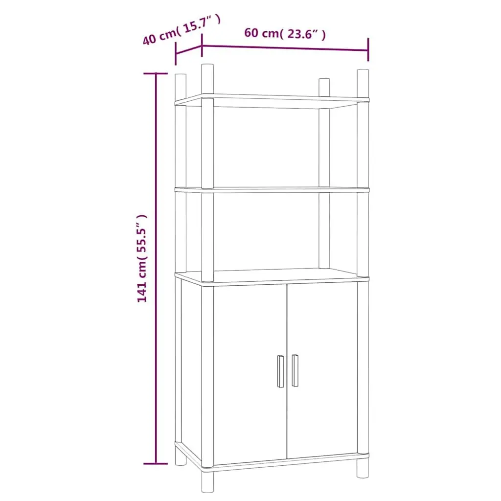 Highboard Storage Cabinet Engineered Wood Brown 60x40x141cm
