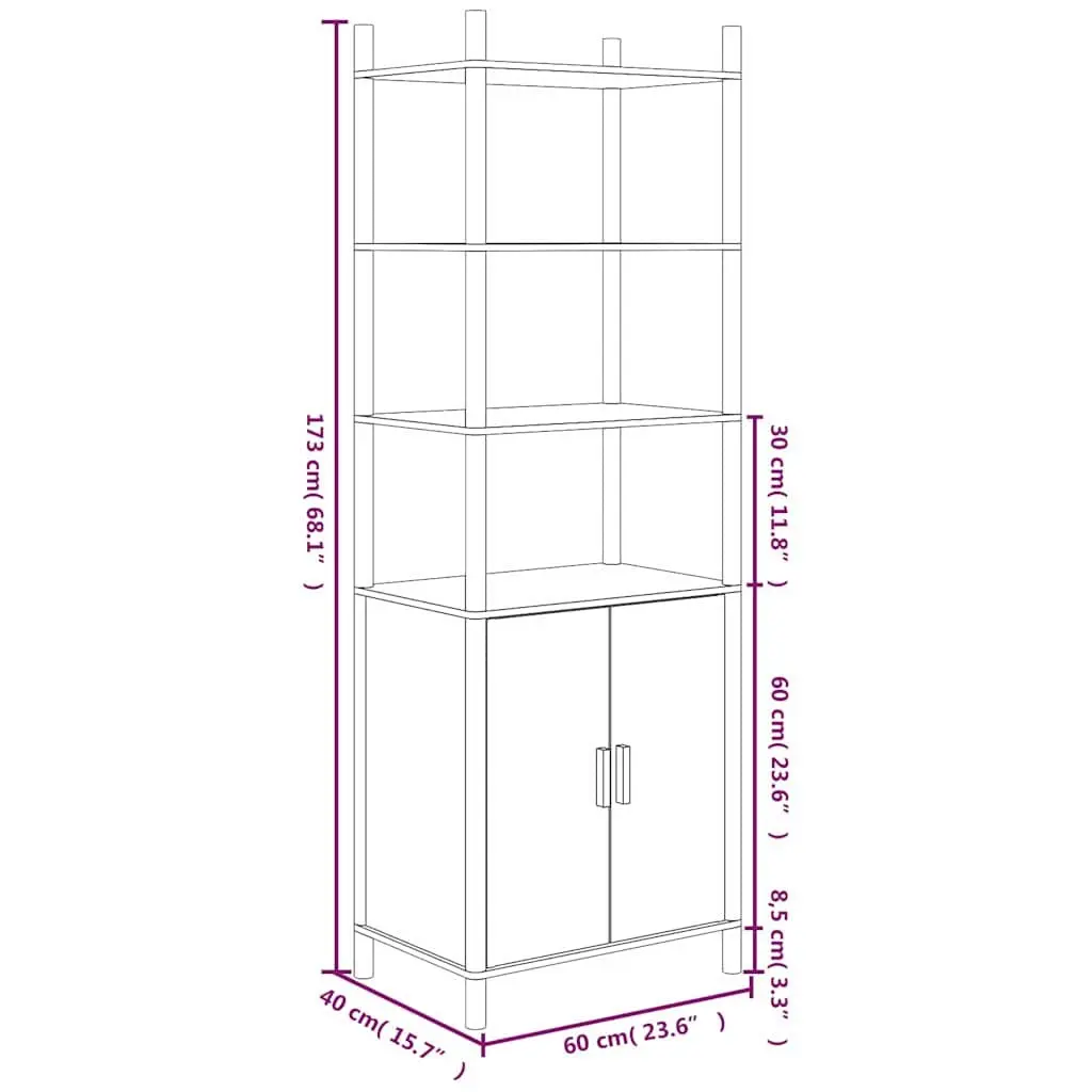 Highboard White Storage Cabinet Engineered Wood 60x40x173cm