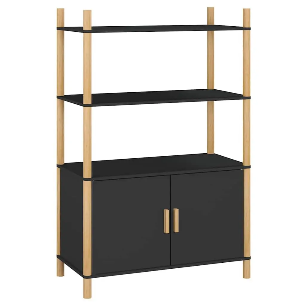 Highboard Storage Cabinet Black Engineered Wood 80W x 40D x 121H cm