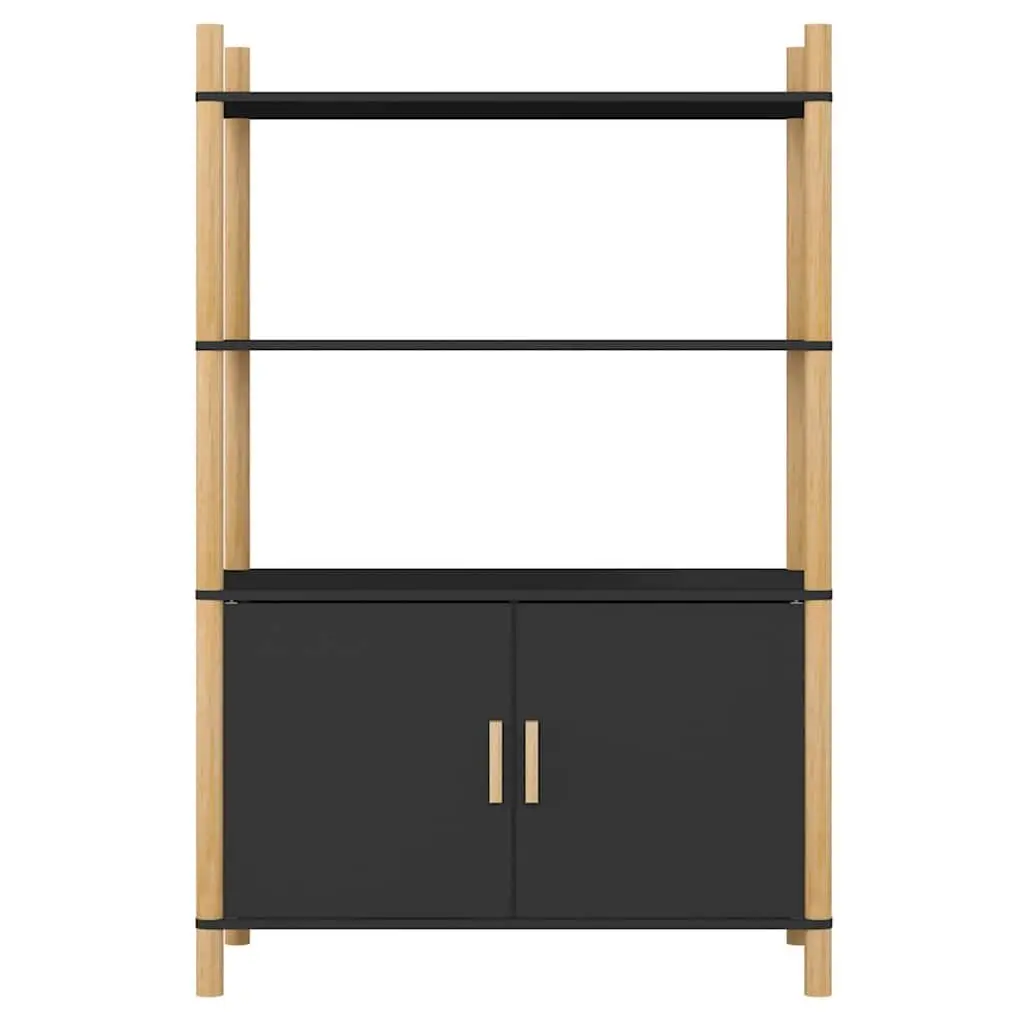 Highboard Storage Cabinet Black Engineered Wood 80W x 40D x 121H cm