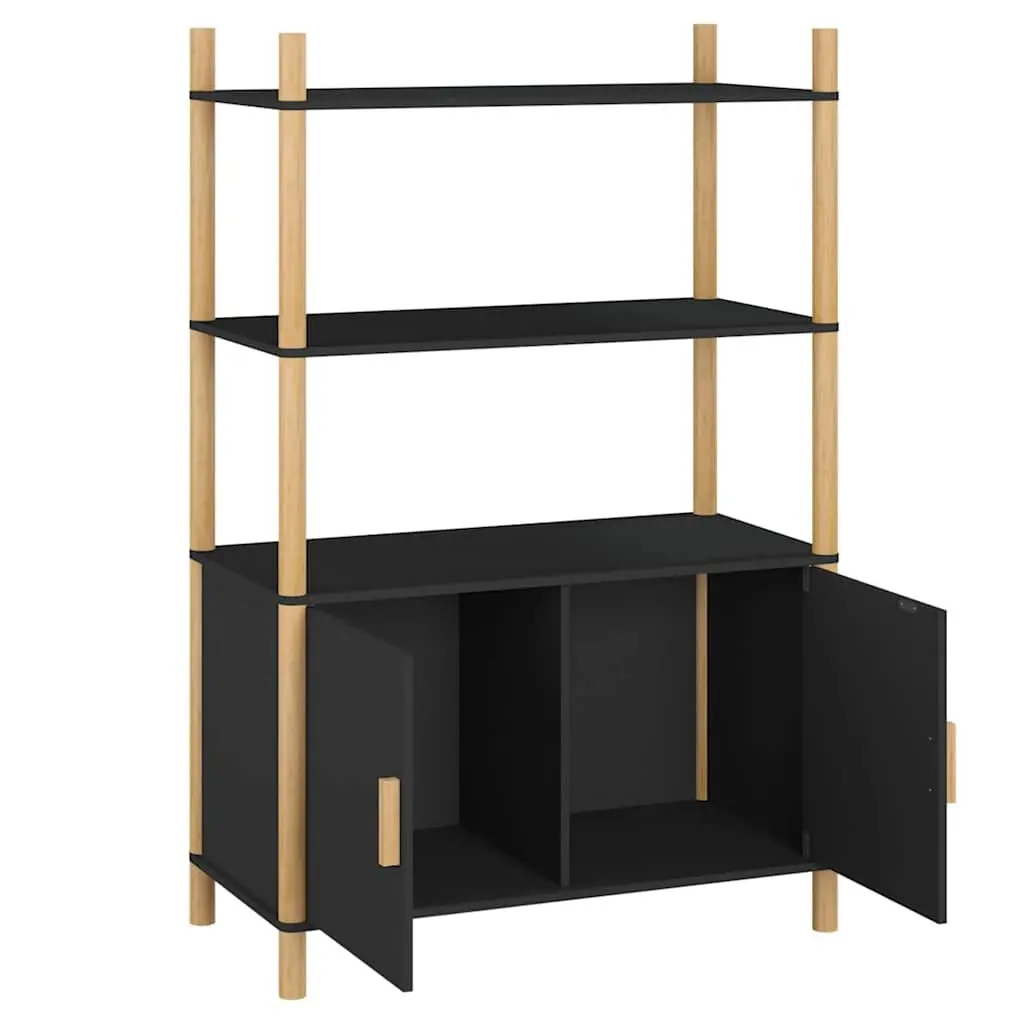 Highboard Storage Cabinet Black Engineered Wood 80W x 40D x 121H cm