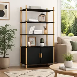 Your Friendly Black Highboard Storage Cabinet 80x40x153cm