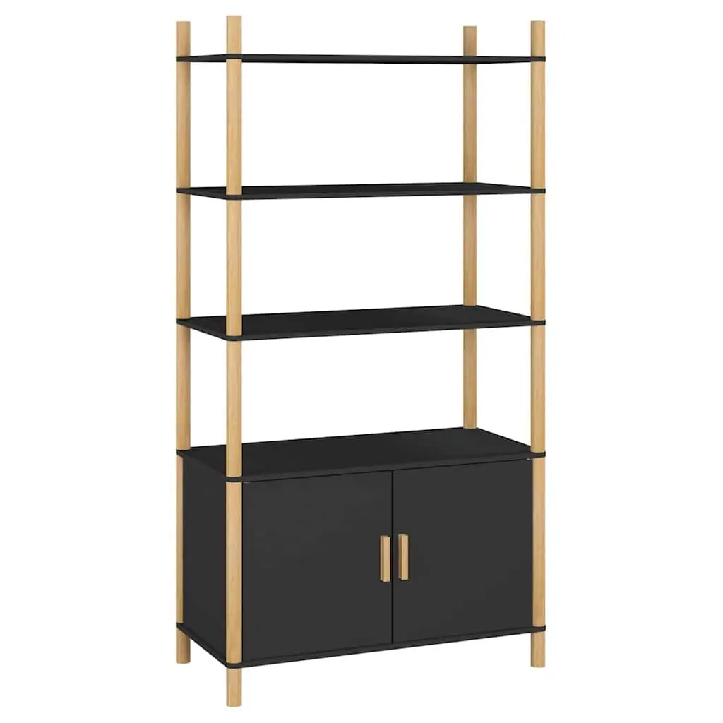 Highboard Storage Cabinet Black Engineered Wood 80x40x153cm