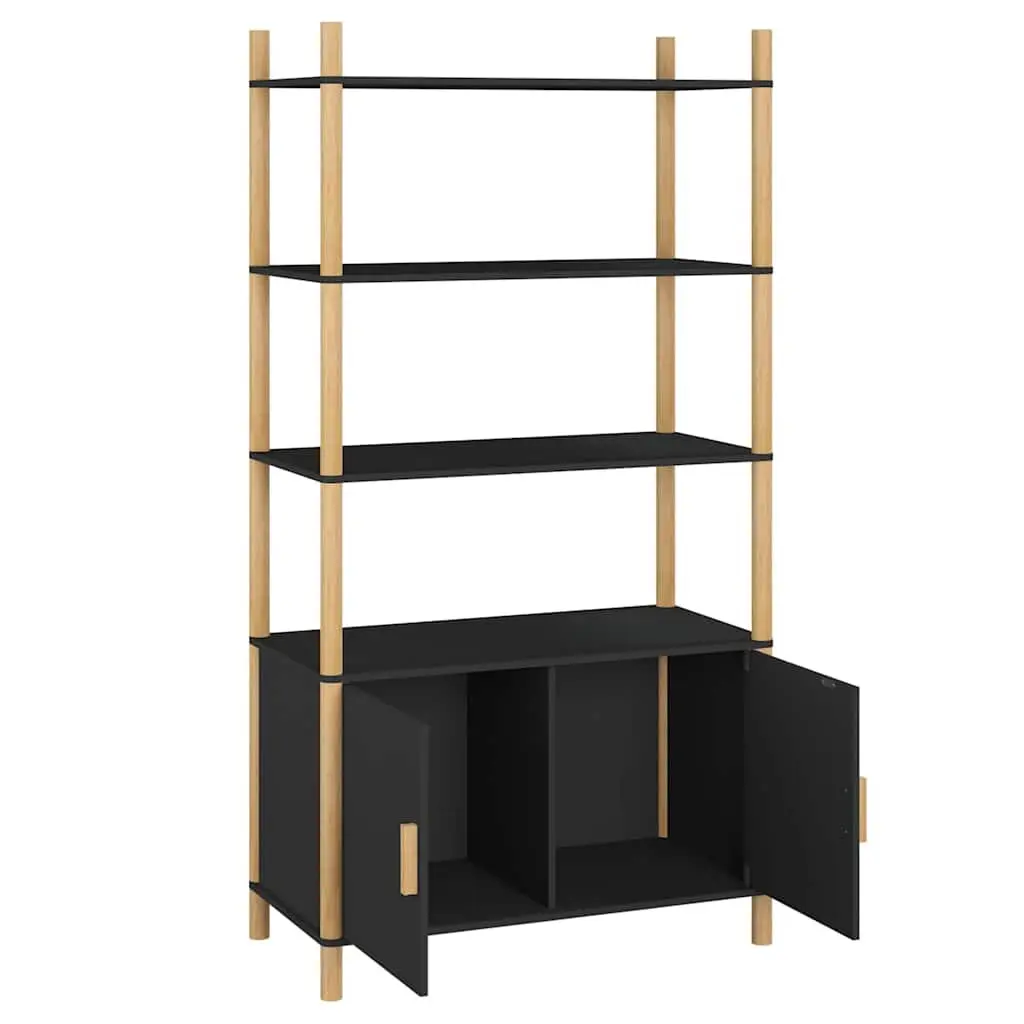 Highboard Storage Cabinet Black Engineered Wood 80x40x153cm