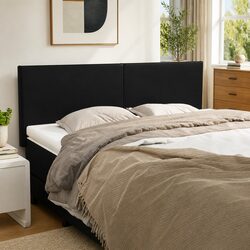 Headboard Black Faux Leather Adjustable Height Wooden Legs Bedroom Furniture