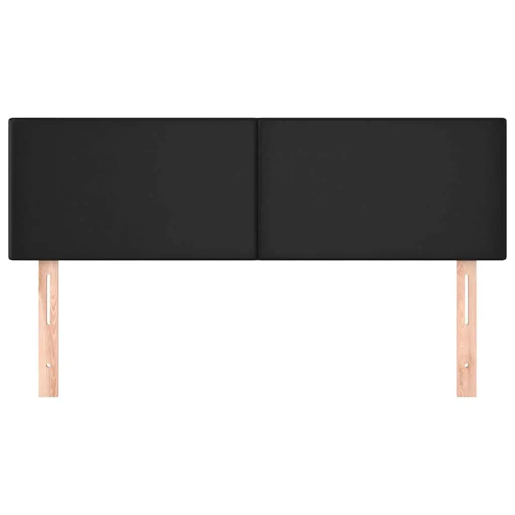 Headboard Black Faux Leather Adjustable Height Wooden Legs 144 x 5 x 78/88 cm