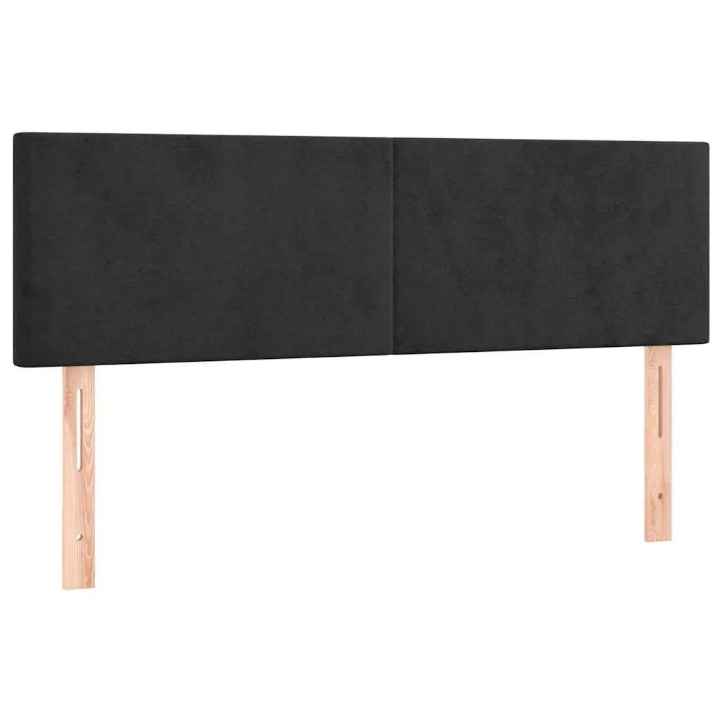 Velvet Headboard Black Adjustable Height 144 x 5 x 78/88 cm