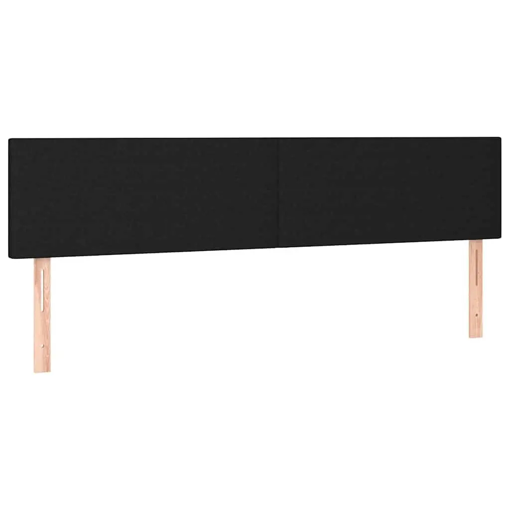 Fabric Headboard Black Adjustable Height 160cm with Wooden Legs