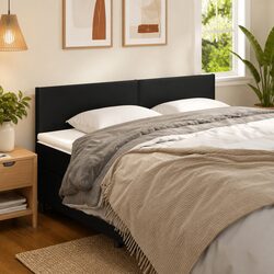 Black Faux Leather Headboard 160cm Bed Adjustable Height Wooden Legs Support