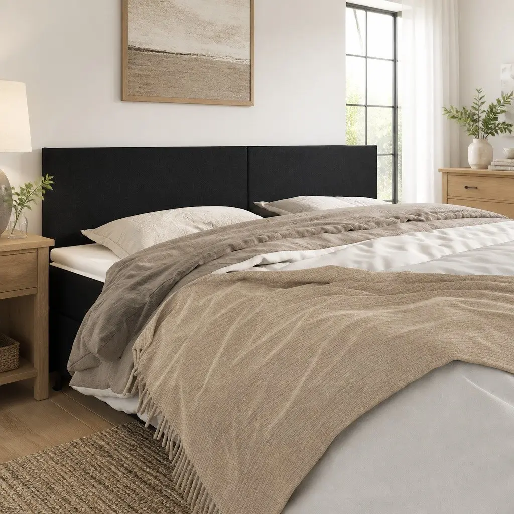 Velvet Headboard Black 160cm Bed Backrest with Wooden Legs Adjustable Height