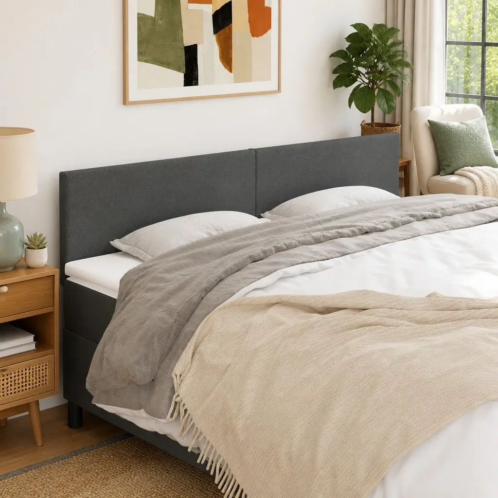 Headboard Dark Grey Fabric Adjustable 200x5x78/88 cm