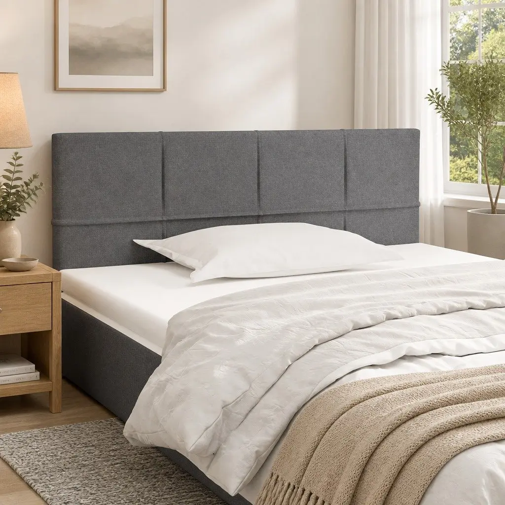 Headboard Dark Grey Fabric 100cm Adjustable Height