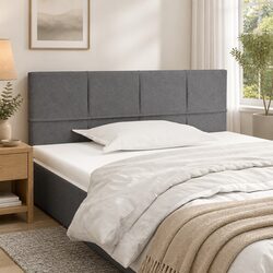 Headboard Dark Grey 100cm Fabric Bedroom Bed Head Support Adjustable Height