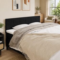 Black Fabric Headboard 160cm Bed Head Adjustable Height Wooden Legs Support