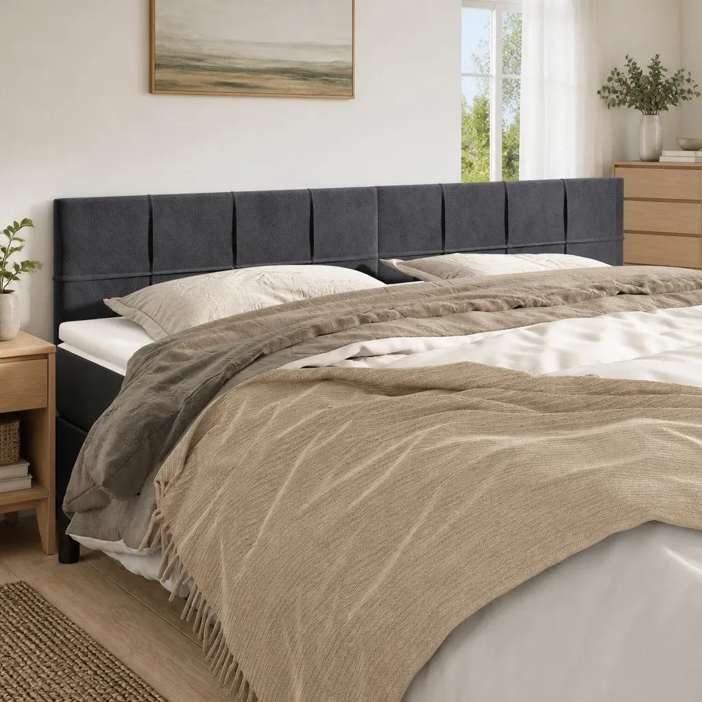 Headboard Dark Grey Velvet 160cm Adjustable Height Wooden Legs