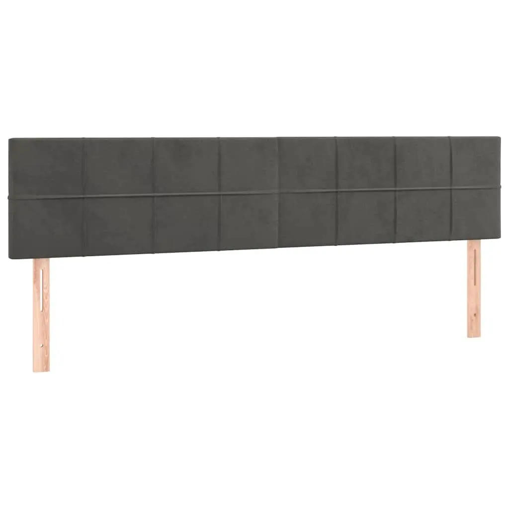 Headboard Dark Grey Velvet 160cm Adjustable Height Wooden Legs