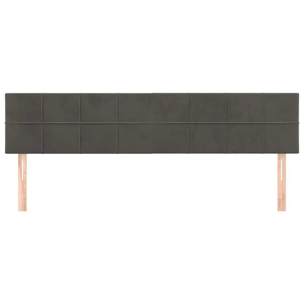 Headboard Dark Grey Velvet 160cm Adjustable Height Wooden Legs