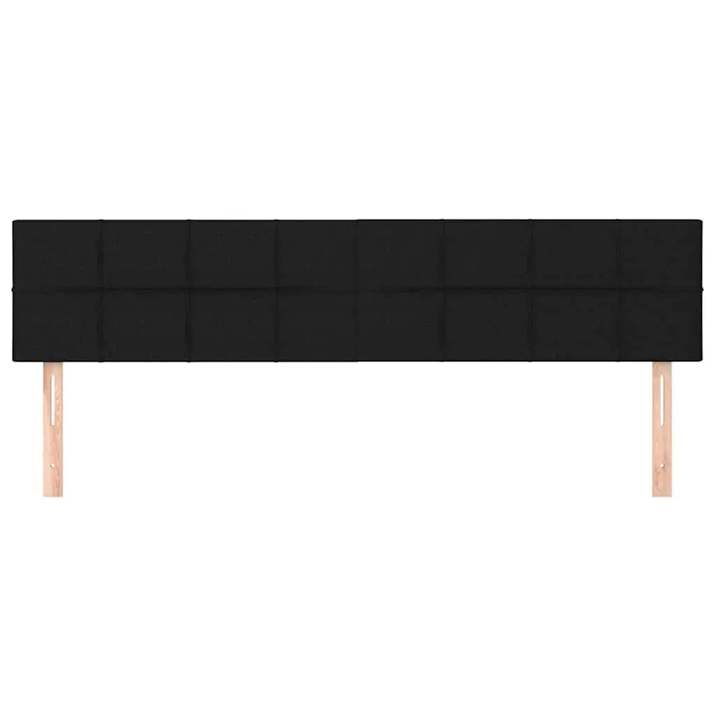 Black Fabric Headboard 200cm Wide Adjustable Height Wooden Legs Bedroom Bed