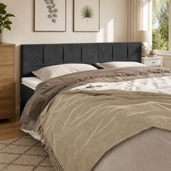 Velvet Headboard Grey Adjustable Height Bed Support Wooden Legs Bedroom