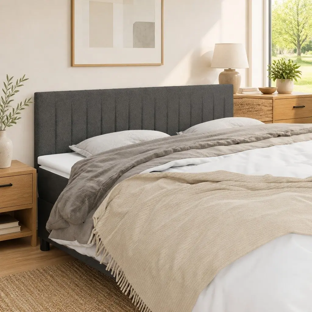 Headboard Grey Fabric Adjustable Height 160x5x78/88 cm