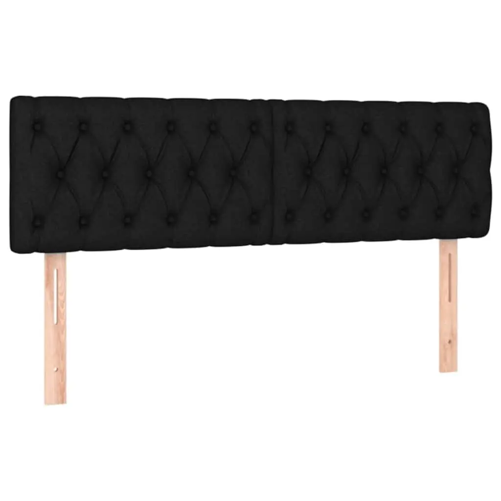Black Fabric Headboard Adjustable Height Bedroom Bed Back Support Wooden Legs